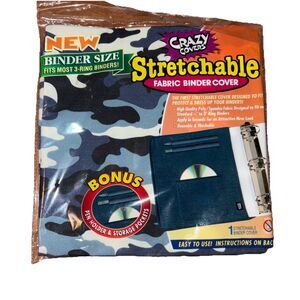 Crazy Covers Stretchable Fabric Book Cover Blue Camouflage [New in Package]